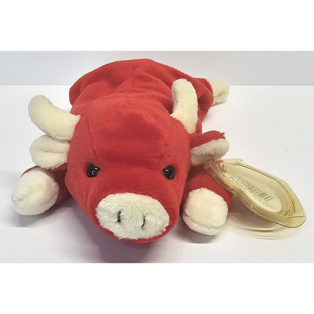 TY Snort the Bull Beanie Baby with Tag In Protector - Vintage 1995 - Retired